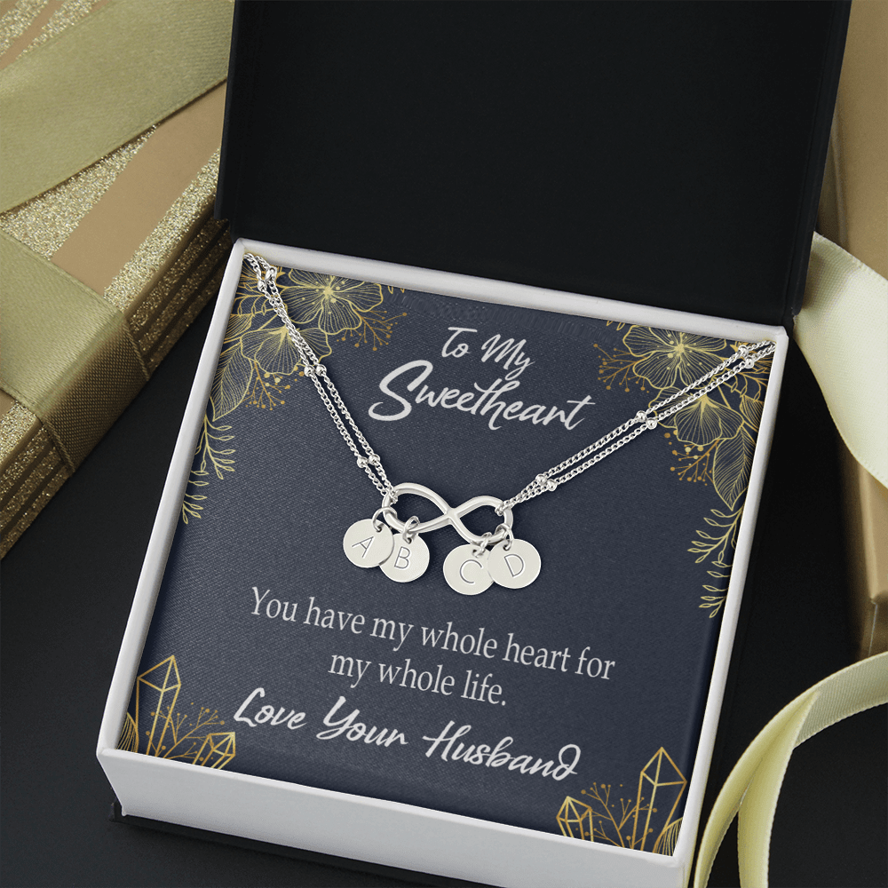 To My Wife My Heart Is Yours Infinity Bracelet With Initial Charms - Infinity Bracelet