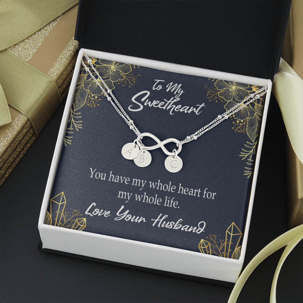 To My Wife My Heart Is Yours Infinity Bracelet With Initial Charms - Infinity Bracelet