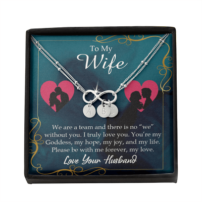 To My Wife We Are A Team Infinity Bracelet With Initial Charms - Infinity Bracelet