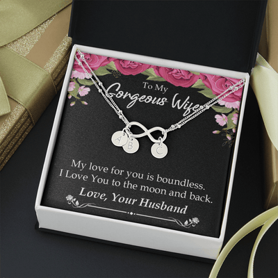 To My Wife My Love For You Is Boundless Infinity Bracelet With Initial Charms - Infinity Bracelet