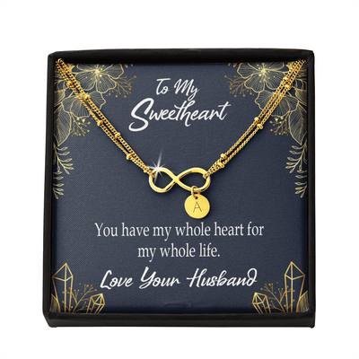 To My Wife My Heart Is Yours Infinity Bracelet With Initial Charms - Infinity Bracelet