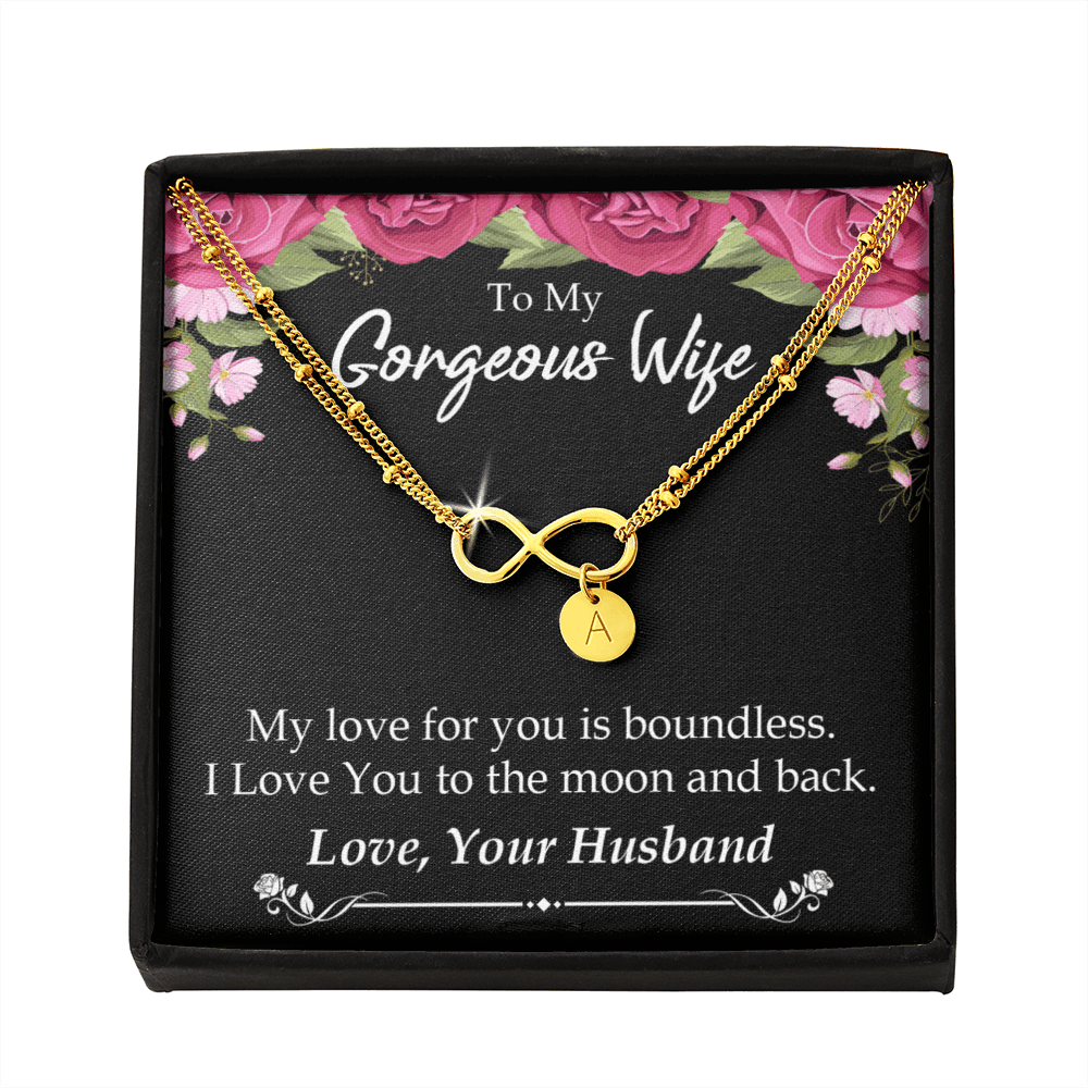 To My Wife My Love For You Is Boundless Infinity Bracelet With Initial Charms - Infinity Bracelet