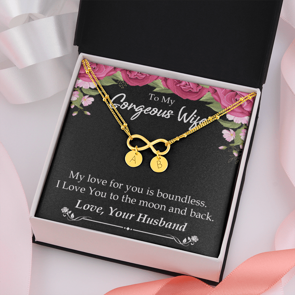 To My Wife My Love For You Is Boundless Infinity Bracelet With Initial Charms - Infinity Bracelet