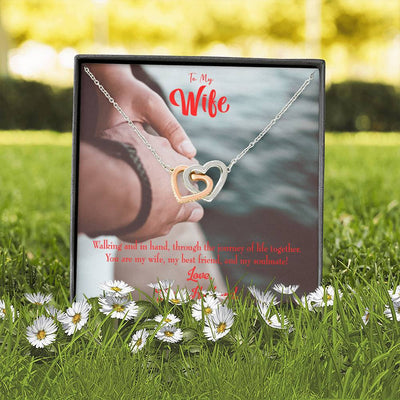 Wife Gift For Wife Birthday To My Soulmate Inseparable Love Pendant 18k Rose Gold Finish 16� - Interlocking Hearts Necklace