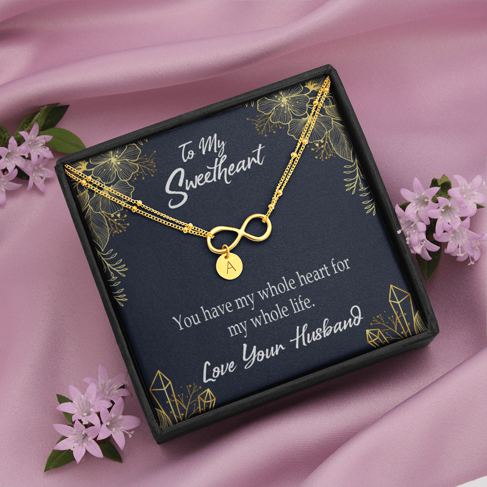 To My Wife My Heart Is Yours Infinity Bracelet With Initial Charms - Infinity Bracelet