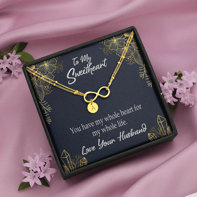 To My Wife My Heart Is Yours Infinity Bracelet With Initial Charms - Infinity Bracelet