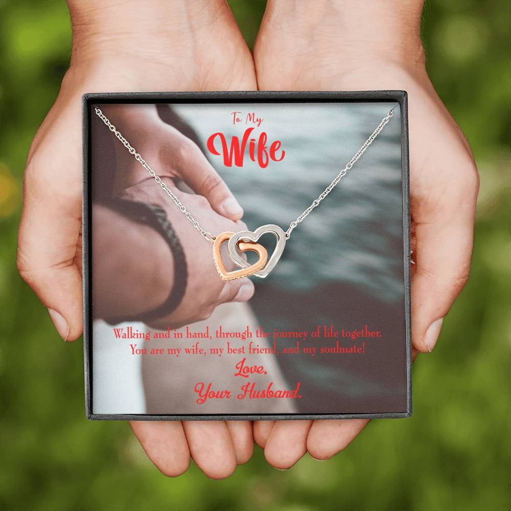 Wife Gift For Wife Birthday To My Soulmate Inseparable Love Pendant 18k Rose Gold Finish 16� - Interlocking Hearts Necklace