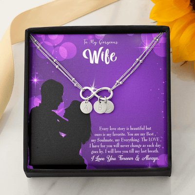 To My Wife Favorite Story Infinity Bracelet With Initial Charms - Infinity Bracelet