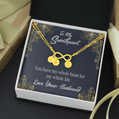 To My Wife My Heart Is Yours Infinity Bracelet With Initial Charms - Infinity Bracelet