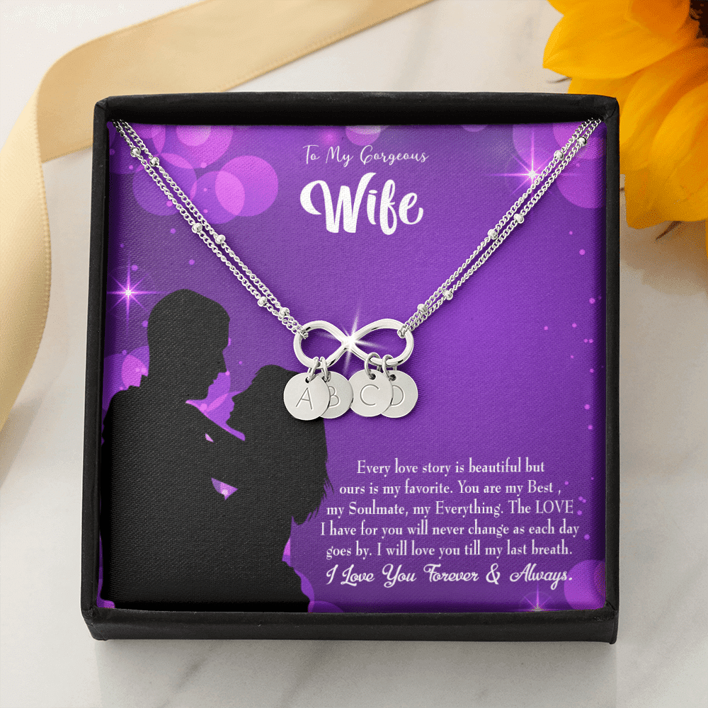 To My Wife Favorite Story Infinity Bracelet With Initial Charms - Infinity Bracelet