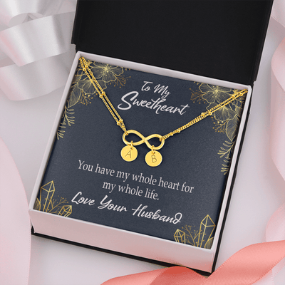To My Wife My Heart Is Yours Infinity Bracelet With Initial Charms - Infinity Bracelet