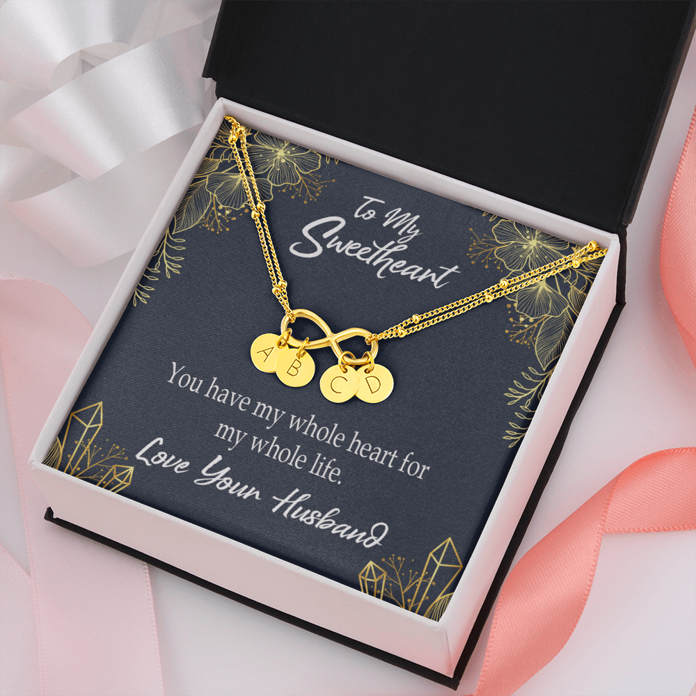 To My Wife My Heart Is Yours Infinity Bracelet With Initial Charms - Infinity Bracelet