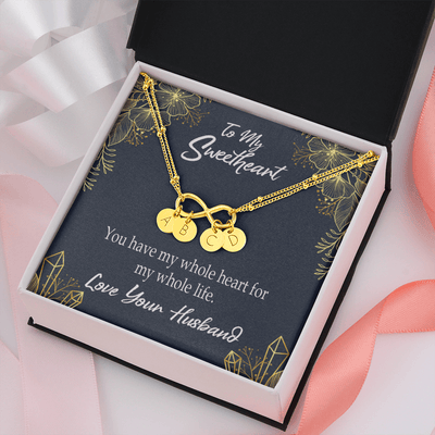 To My Wife My Heart Is Yours Infinity Bracelet With Initial Charms - Infinity Bracelet