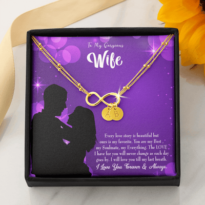 To My Wife Favorite Story Infinity Bracelet With Initial Charms - Infinity Bracelet
