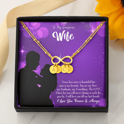 To My Wife Favorite Story Infinity Bracelet With Initial Charms - Infinity Bracelet