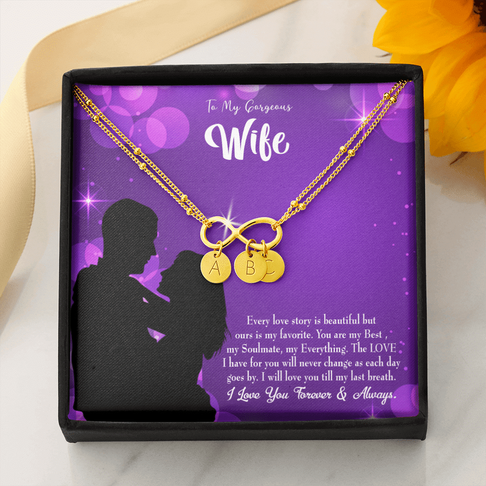 To My Wife Favorite Story Infinity Bracelet With Initial Charms - Infinity Bracelet