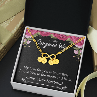 To My Wife My Love For You Is Boundless Infinity Bracelet With Initial Charms - Infinity Bracelet
