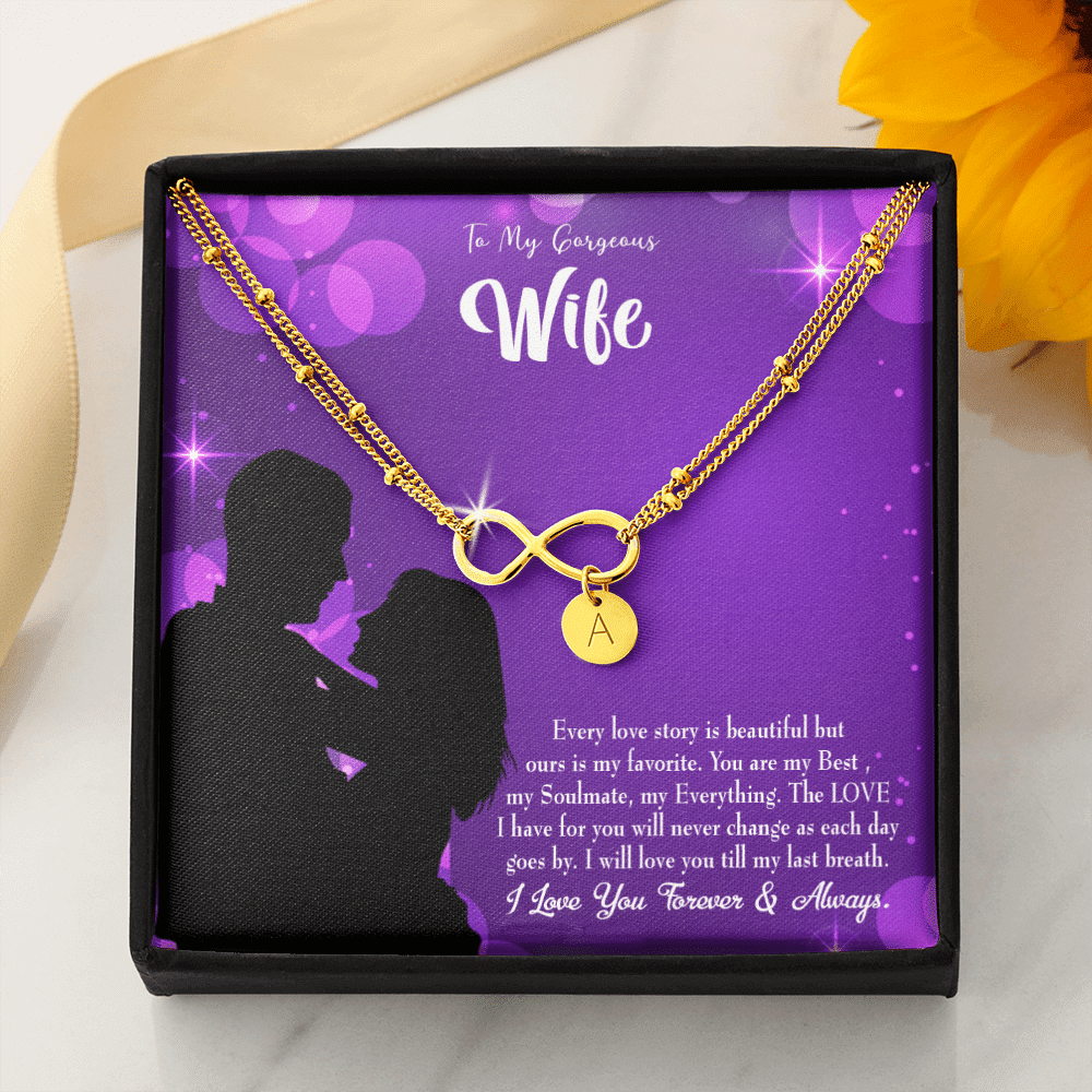 To My Wife Favorite Story Infinity Bracelet With Initial Charms - Infinity Bracelet