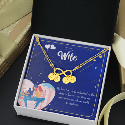 To My Wife Unlimited Love Infinity Bracelet With Initial Charms - Infinity Bracelet