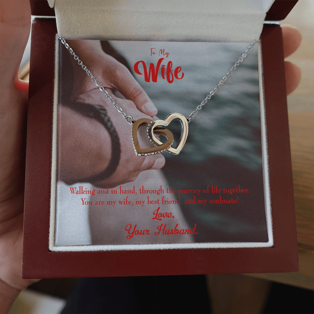 Wife Gift For Wife Birthday To My Soulmate Inseparable Love Pendant 18k Rose Gold Finish 16� - Interlocking Hearts Necklace