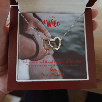 Wife Gift For Wife Birthday To My Soulmate Inseparable Love Pendant 18k Rose Gold Finish 16� - Interlocking Hearts Necklace
