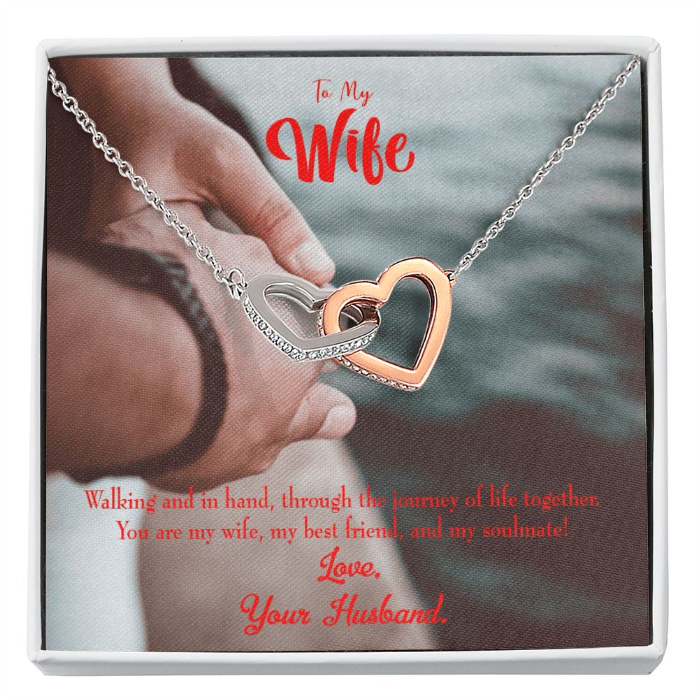 Wife Gift For Wife Birthday To My Soulmate Inseparable Love Pendant 18k Rose Gold Finish 16� - Interlocking Hearts Necklace
