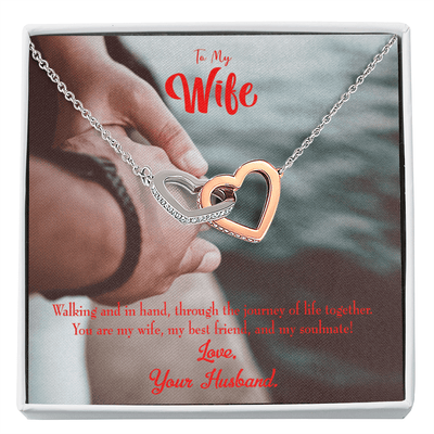 Wife Gift For Wife Birthday To My Soulmate Inseparable Love Pendant 18k Rose Gold Finish 16� - Interlocking Hearts Necklace