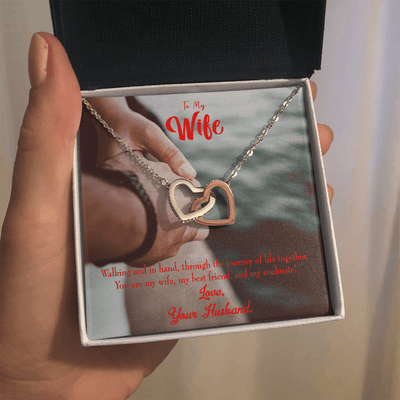Wife Gift For Wife Birthday To My Soulmate Inseparable Love Pendant 18k Rose Gold Finish 16� - Interlocking Hearts Necklace