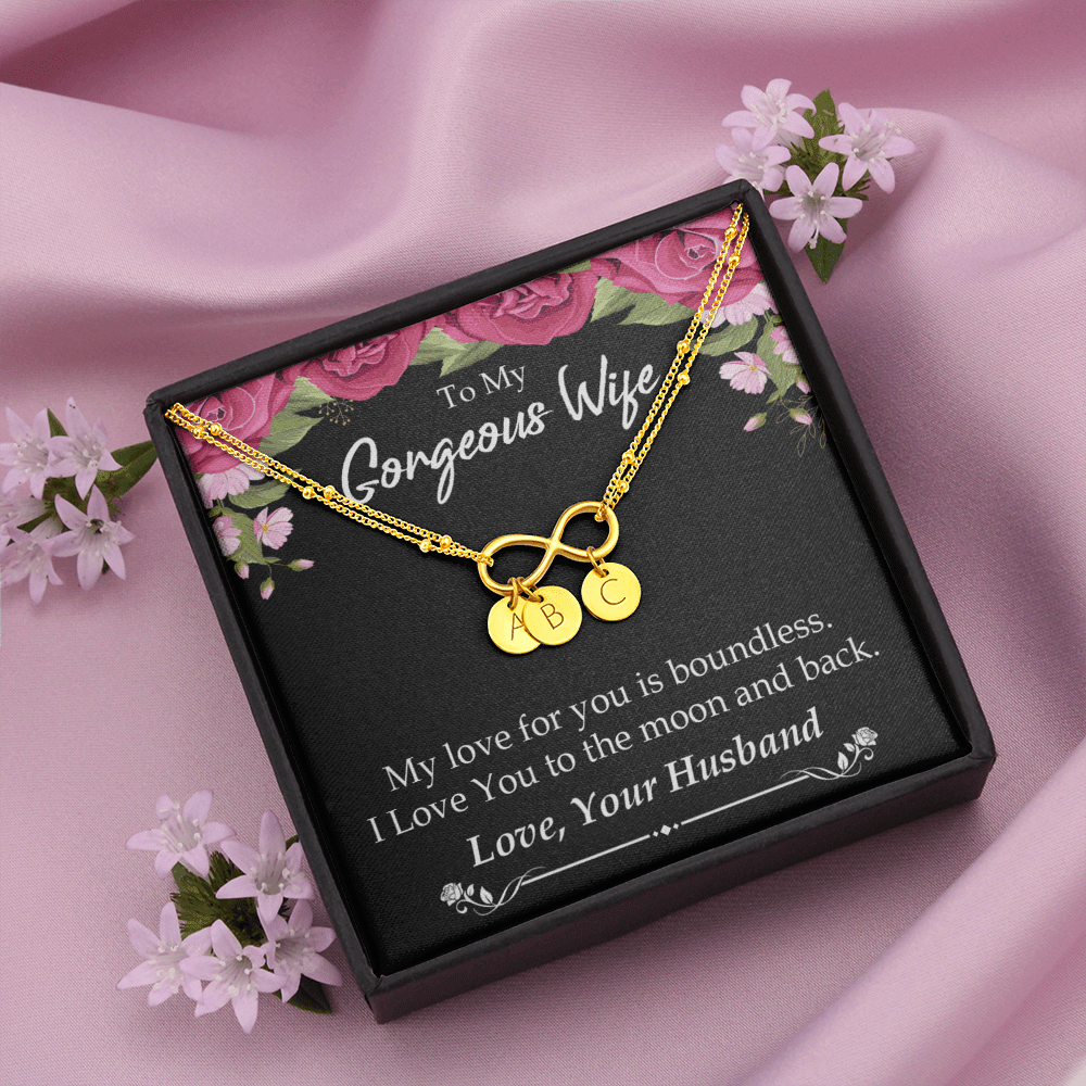 To My Wife My Love For You Is Boundless Infinity Bracelet With Initial Charms - Infinity Bracelet