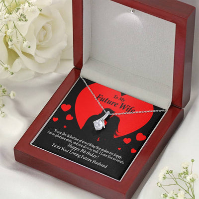 To My Wife To My Future Wife Glad To Exist Eternity Ribbon Stone Pendant 14K White Gold Stainless Steel Jewelry Gift  - Alluring Beauty Necklace Gift For Her