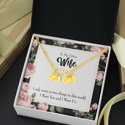 To My Wife I Want Us Infinity Bracelet With Initial Charms - Infinity Bracelet