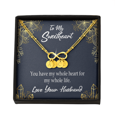 To My Wife My Heart Is Yours Infinity Bracelet With Initial Charms - Infinity Bracelet