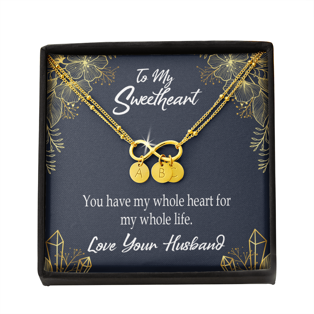 To My Wife My Heart Is Yours Infinity Bracelet With Initial Charms - Infinity Bracelet