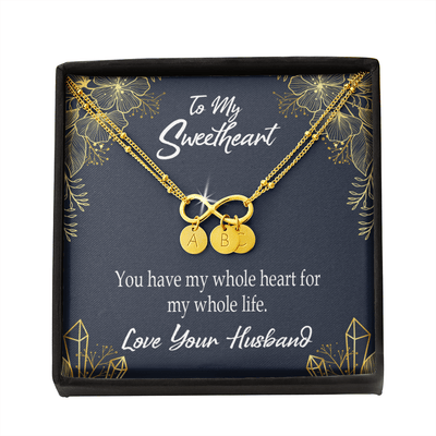 To My Wife My Heart Is Yours Infinity Bracelet With Initial Charms - Infinity Bracelet