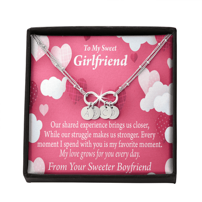 Every Moment Spent With You Girlfriend Card Infinity Bracelet With Initial Charms - Infinity Bracelet