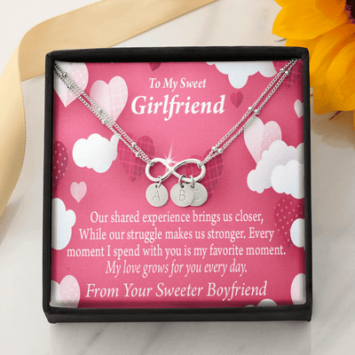Every Moment Spent With You Girlfriend Card Infinity Bracelet With Initial Charms - Infinity Bracelet