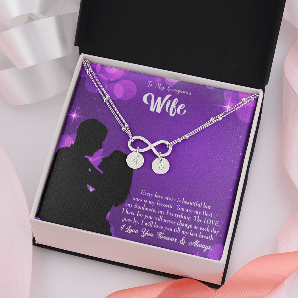 To My Wife Favorite Story Infinity Bracelet With Initial Charms - Infinity Bracelet