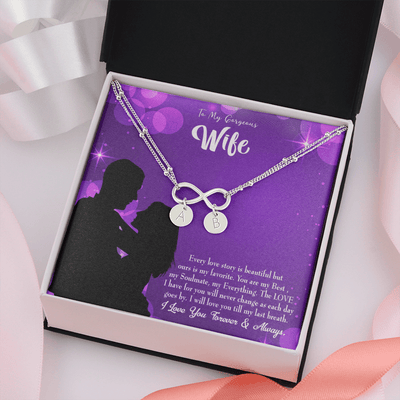 To My Wife Favorite Story Infinity Bracelet With Initial Charms - Infinity Bracelet
