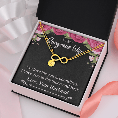 To My Wife My Love For You Is Boundless Infinity Bracelet With Initial Charms - Infinity Bracelet