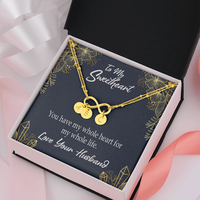 To My Wife My Heart Is Yours Infinity Bracelet With Initial Charms - Infinity Bracelet