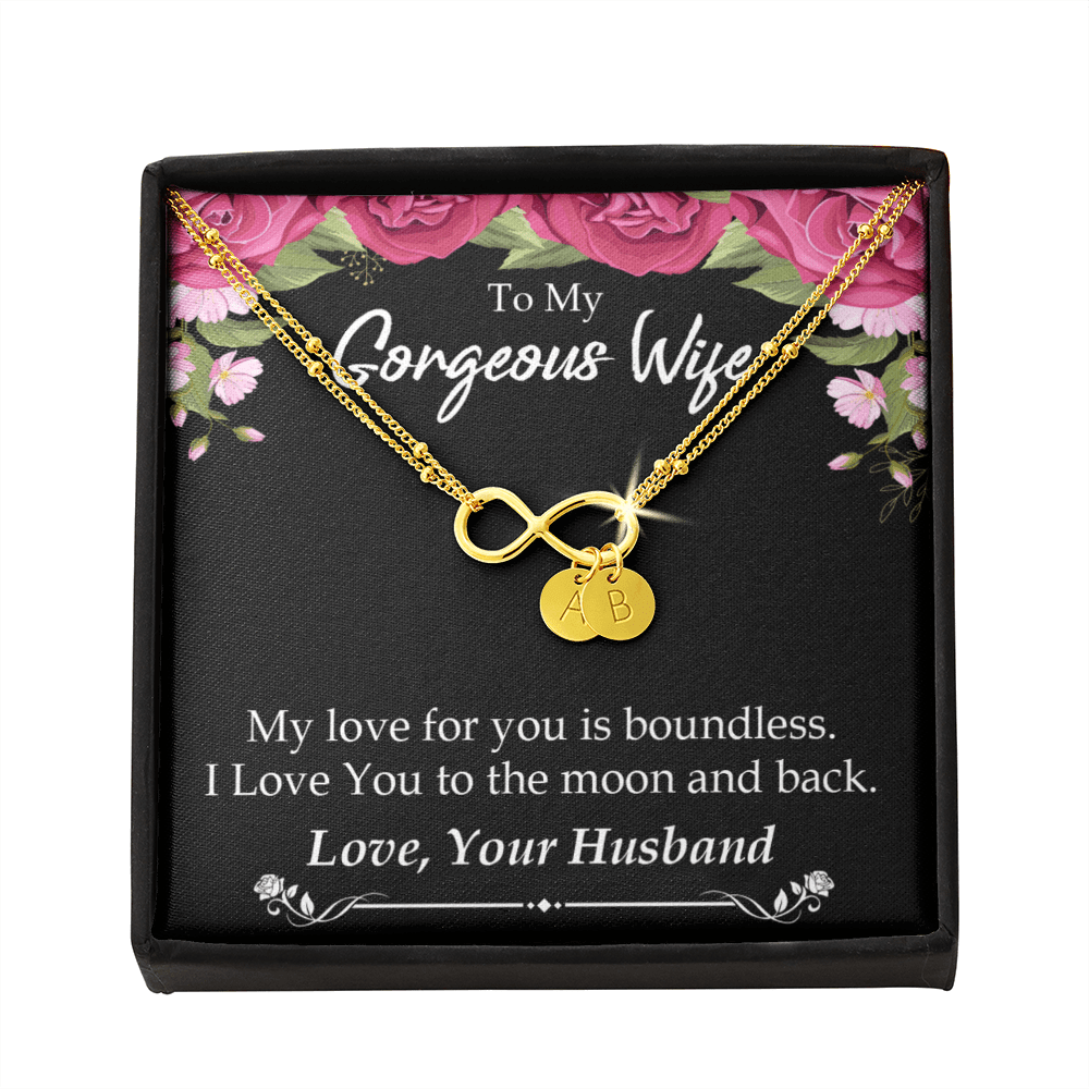 To My Wife My Love For You Is Boundless Infinity Bracelet With Initial Charms - Infinity Bracelet