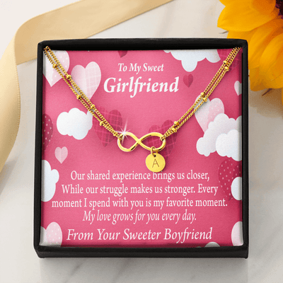 Every Moment Spent With You Girlfriend Card Infinity Bracelet With Initial Charms - Infinity Bracelet