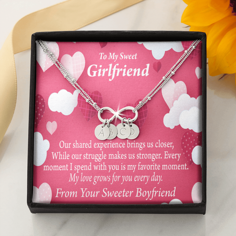 Every Moment Spent With You Girlfriend Card Infinity Bracelet With Initial Charms - Infinity Bracelet