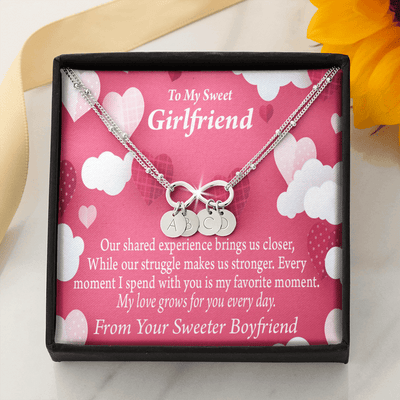 Every Moment Spent With You Girlfriend Card Infinity Bracelet With Initial Charms - Infinity Bracelet