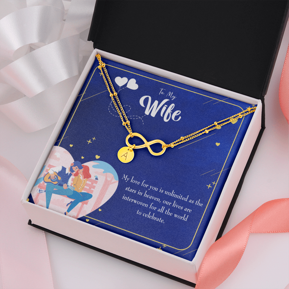 To My Wife Unlimited Love Infinity Bracelet With Initial Charms - Infinity Bracelet