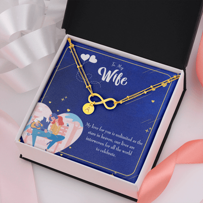 To My Wife Unlimited Love Infinity Bracelet With Initial Charms - Infinity Bracelet