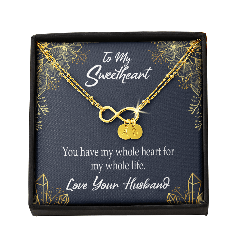 To My Wife My Heart Is Yours Infinity Bracelet With Initial Charms - Infinity Bracelet