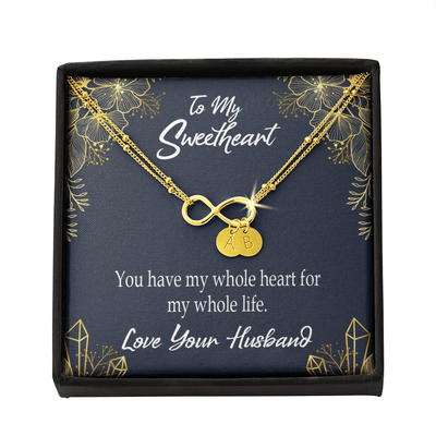 To My Wife My Heart Is Yours Infinity Bracelet With Initial Charms - Infinity Bracelet