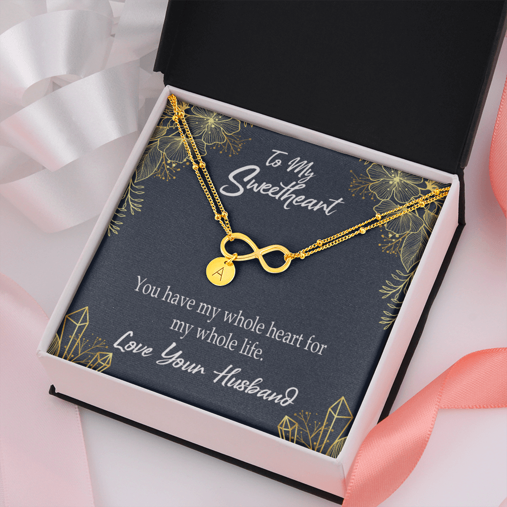 To My Wife My Heart Is Yours Infinity Bracelet With Initial Charms - Infinity Bracelet