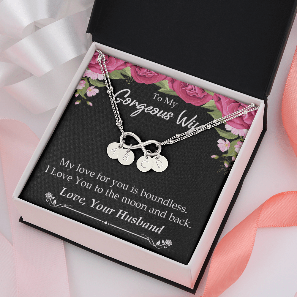To My Wife My Love For You Is Boundless Infinity Bracelet With Initial Charms - Infinity Bracelet